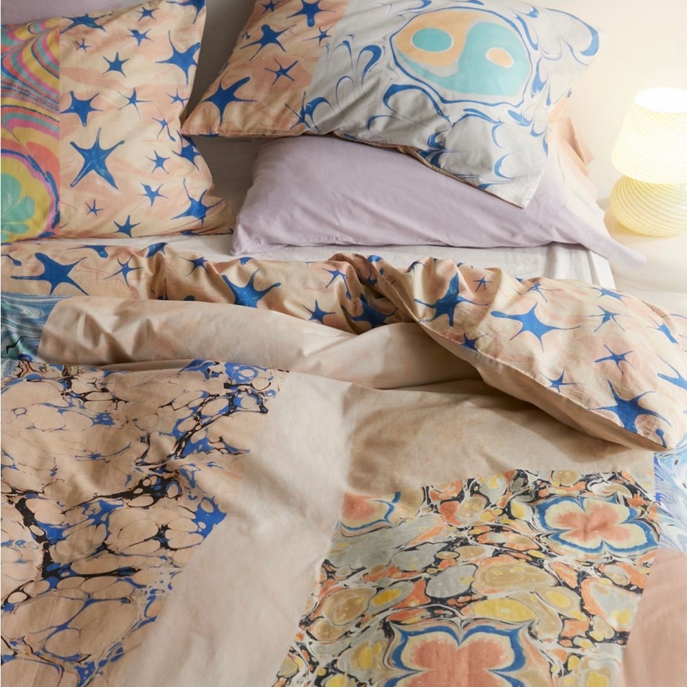 Urban Outfitters Chiara Marbled Twin Duvet & Sham